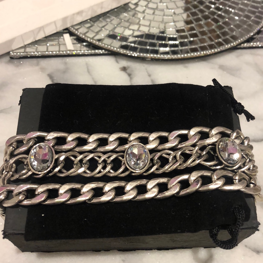 Parisian Urban Edge Crystal Trio Chain Bracelet-Boutique